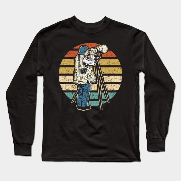 Vintage Photographer And Camera Long Sleeve T-Shirt by RadStar